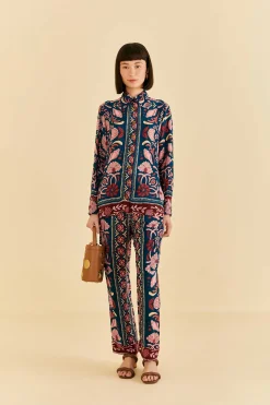  TEAL SEASHELL TAPESTRY CARGO PANTS
