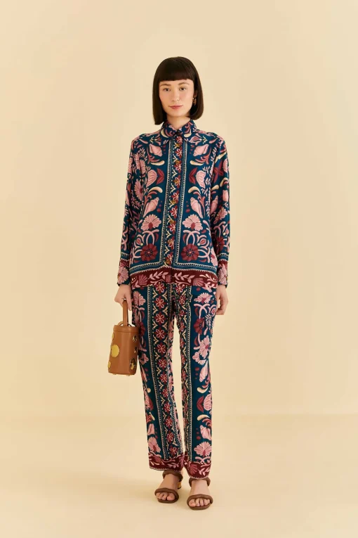  TEAL SEASHELL TAPESTRY CARGO PANTS