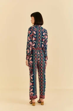  TEAL SEASHELL TAPESTRY CARGO PANTS