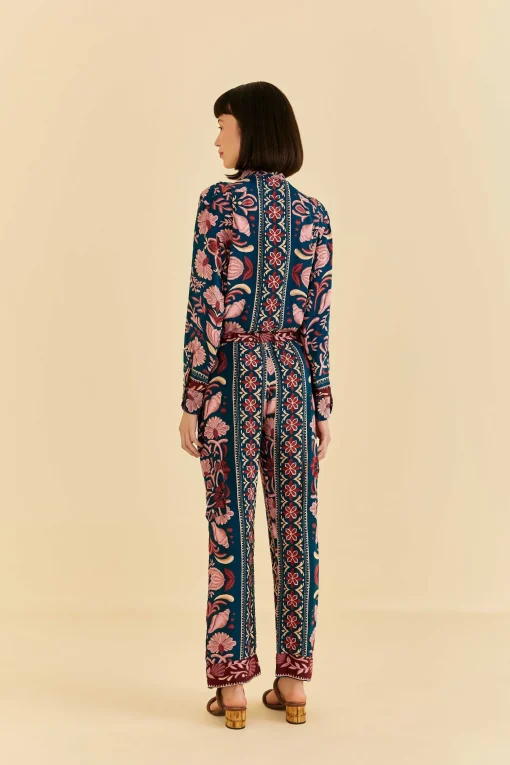  TEAL SEASHELL TAPESTRY CARGO PANTS