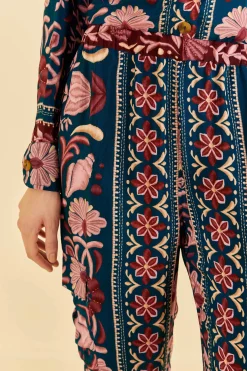  TEAL SEASHELL TAPESTRY CARGO PANTS