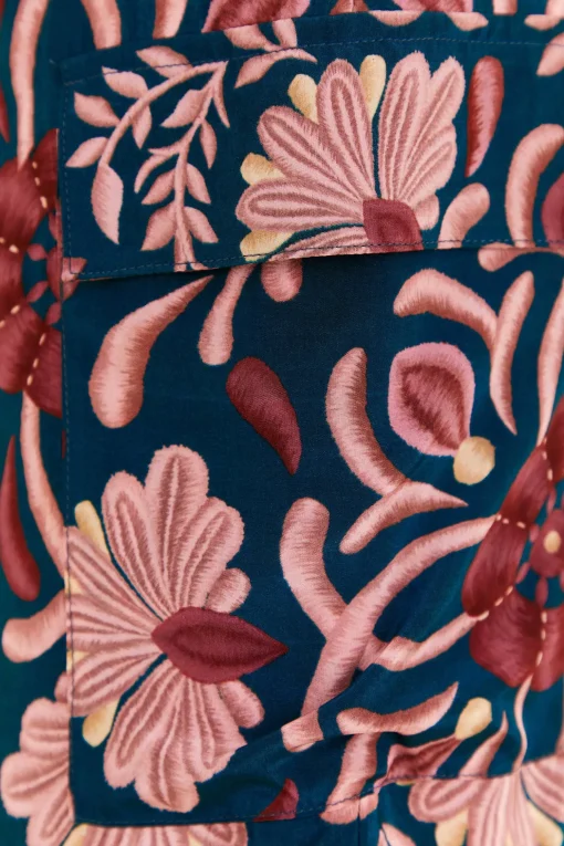  TEAL SEASHELL TAPESTRY CARGO PANTS