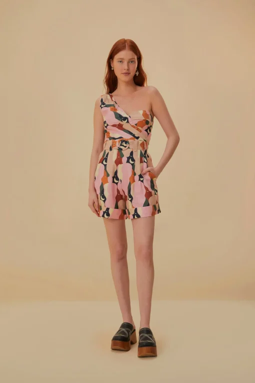  THE KISS MULTICOLOR ONE SHOULDER ROMPER