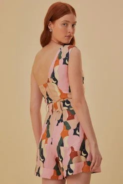  THE KISS MULTICOLOR ONE SHOULDER ROMPER