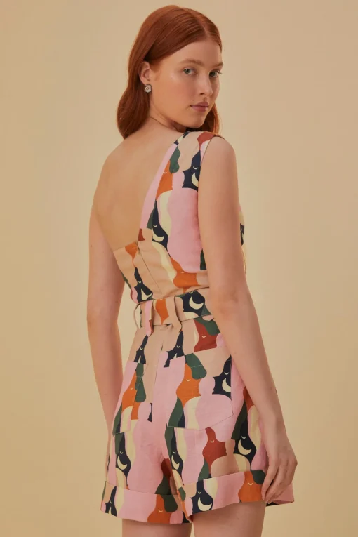  THE KISS MULTICOLOR ONE SHOULDER ROMPER