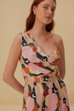  THE KISS MULTICOLOR ONE SHOULDER ROMPER