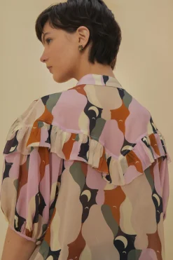  THE KISS MULTICOLOR SHORT SLEEVE BLOUSE