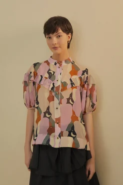  THE KISS MULTICOLOR SHORT SLEEVE BLOUSE