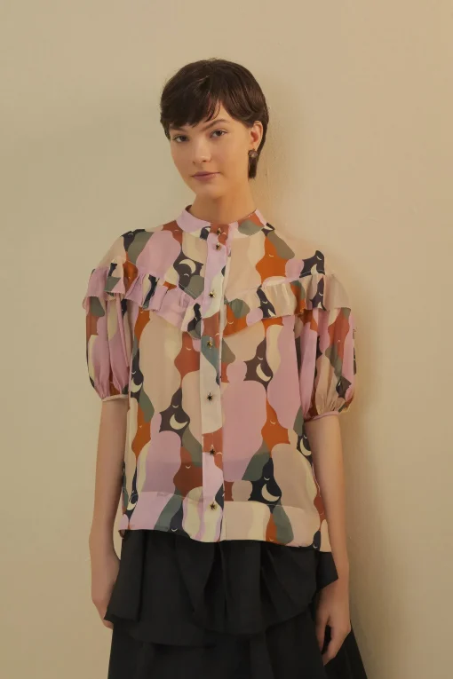  THE KISS MULTICOLOR SHORT SLEEVE BLOUSE