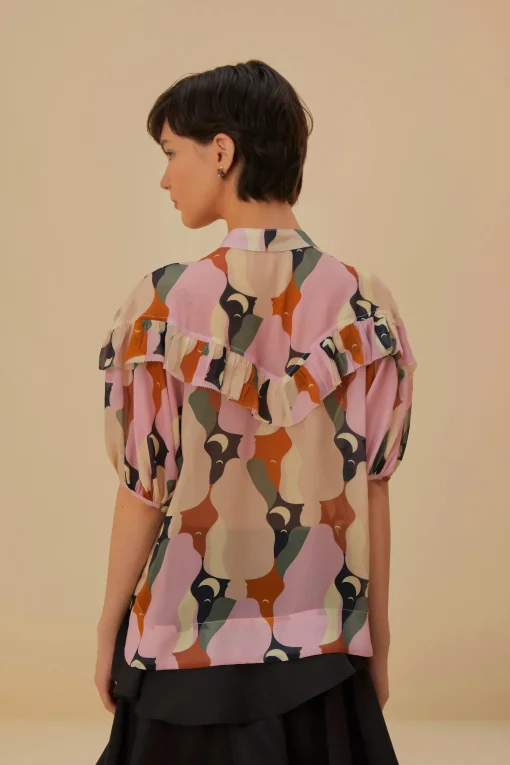  THE KISS MULTICOLOR SHORT SLEEVE BLOUSE