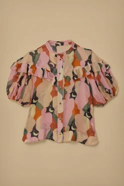  THE KISS MULTICOLOR SHORT SLEEVE BLOUSE