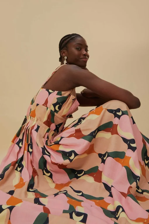  THE KISS MULTICOLOR SLEEVELESS MIDI DRESS