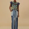  TIE WAIST PATCH DENIM PANTS