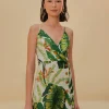  TROPICAL FOREST OFF-WHITE MINI DRESS