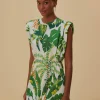  TROPICAL FOREST OFF-WHITE T-SHIRT DRESS