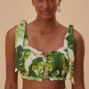  TROPICAL FOREST OFF-WHITE KNOT SLEEVELESS CROP TOP