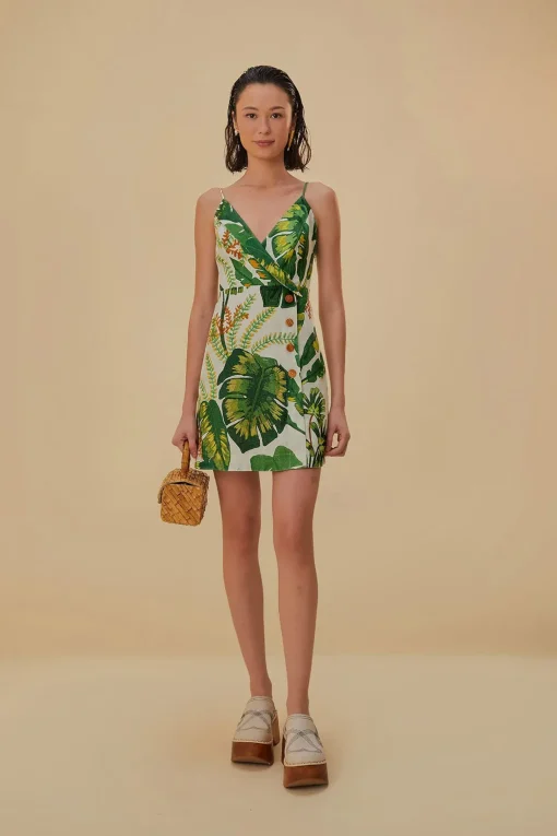  TROPICAL FOREST OFF-WHITE MINI DRESS