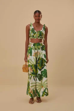  TROPICAL FOREST OFF-WHITE KNOT SLEEVELESS CROP TOP