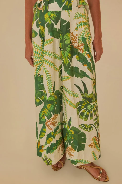  TROPICAL FOREST OFF-WHITE PANTS