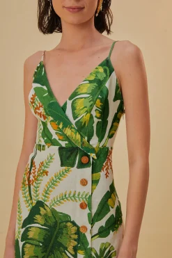  TROPICAL FOREST OFF-WHITE MINI DRESS