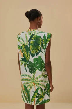  TROPICAL FOREST OFF-WHITE T-SHIRT DRESS