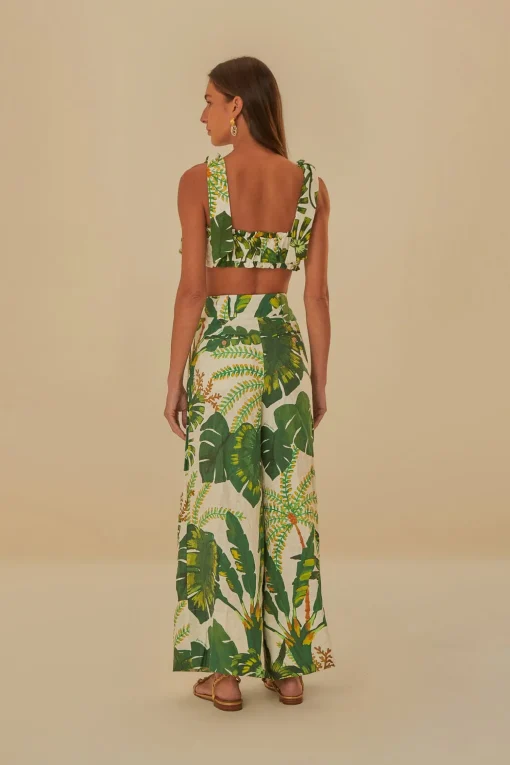  TROPICAL FOREST OFF-WHITE PANTS