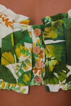  TROPICAL FOREST OFF-WHITE KNOT SLEEVELESS CROP TOP