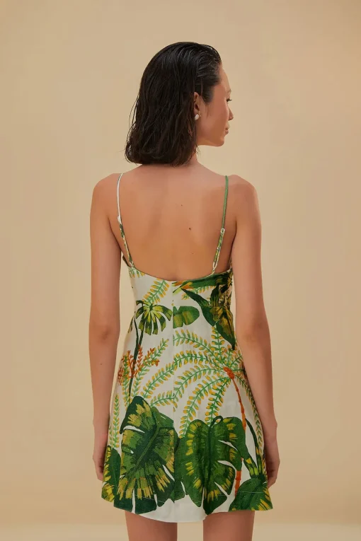  TROPICAL FOREST OFF-WHITE MINI DRESS