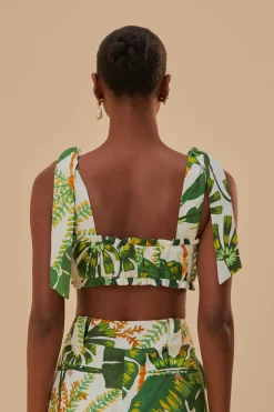  TROPICAL FOREST OFF-WHITE KNOT SLEEVELESS CROP TOP