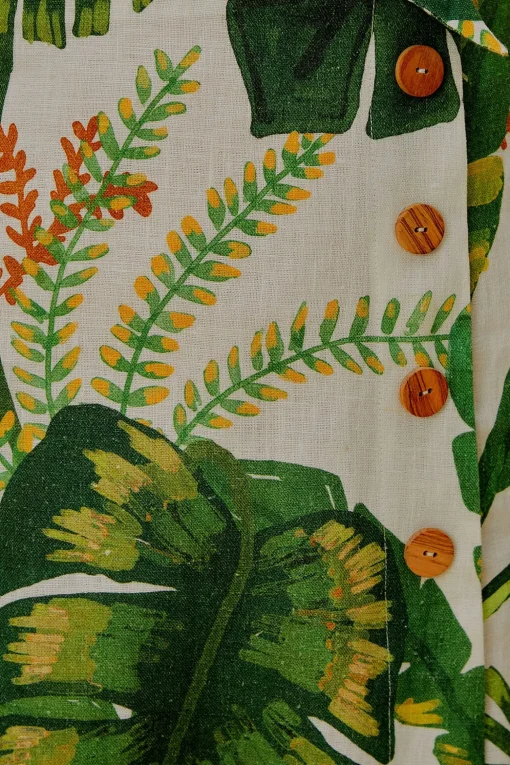  TROPICAL FOREST OFF-WHITE MINI DRESS