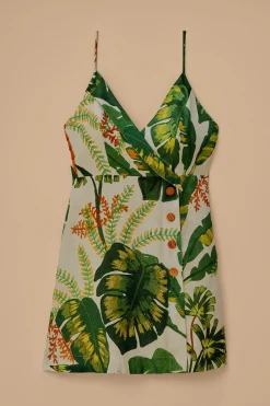  TROPICAL FOREST OFF-WHITE MINI DRESS