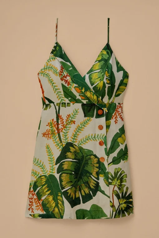 TROPICAL FOREST OFF-WHITE MINI DRESS