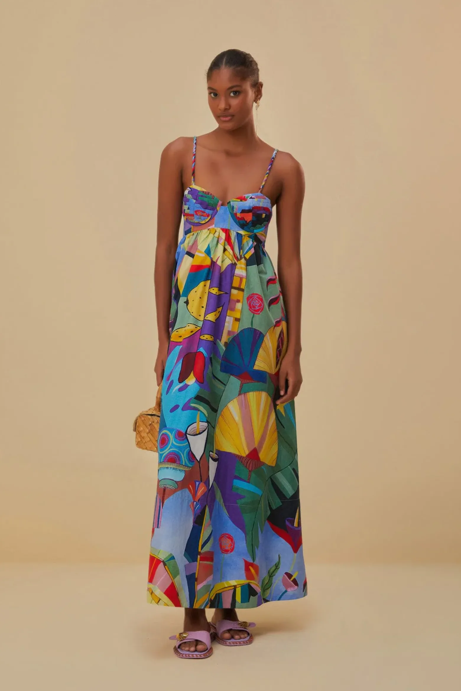 TROPICAL SCENARIO SLEEVELESS MAXI DRESS