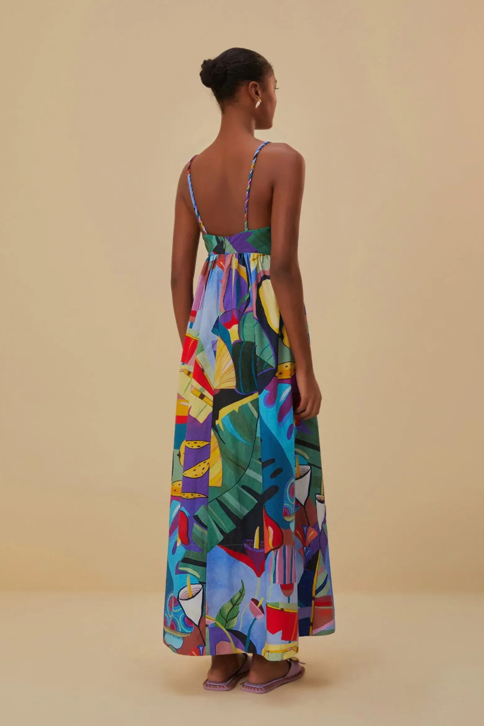 TROPICAL SCENARIO SLEEVELESS MAXI DRESS