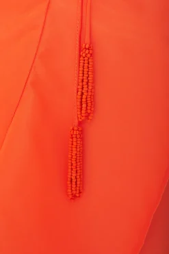  VIVID ORANGE MIDI SKIRT
