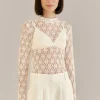  WHITE LACE LONG SLEEVE BLOUSE