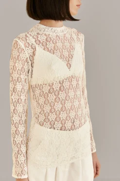  WHITE LACE LONG SLEEVE BLOUSE