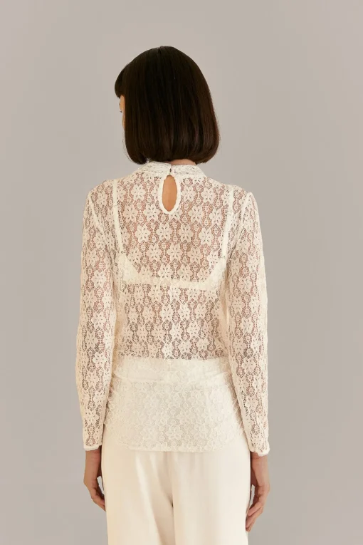  WHITE LACE LONG SLEEVE BLOUSE