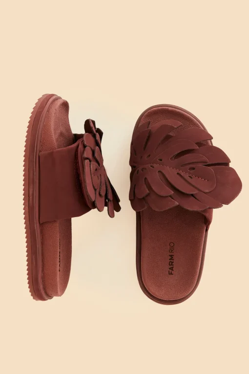  WINE MONSTERA ANATOMIC SLIDE SANDAL