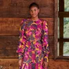  YELLOW FRUIT DREAM LONG SLEEVE MINI DRESS
