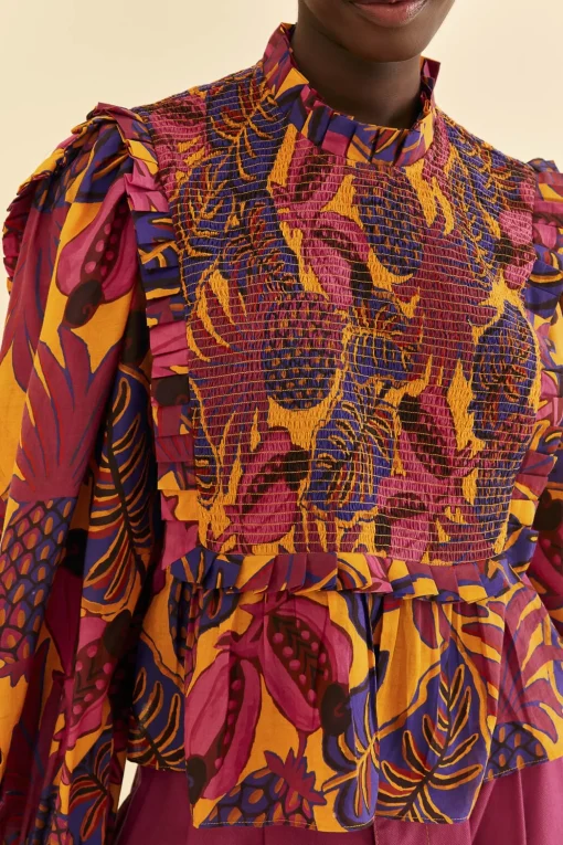  YELLOW FRUIT DREAM LONG SLEEVE BLOUSE