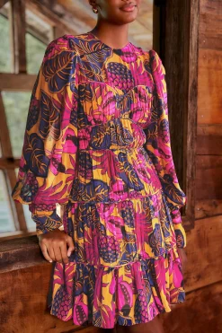  YELLOW FRUIT DREAM LONG SLEEVE MINI DRESS