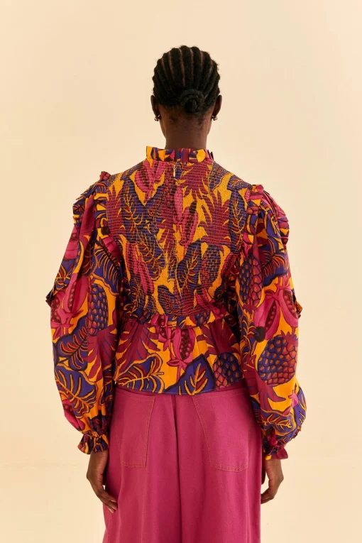  YELLOW FRUIT DREAM LONG SLEEVE BLOUSE