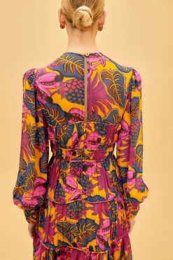  YELLOW FRUIT DREAM LONG SLEEVE MINI DRESS