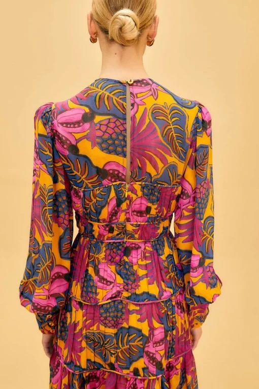  YELLOW FRUIT DREAM LONG SLEEVE MINI DRESS