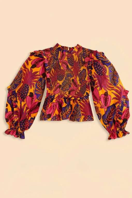  YELLOW FRUIT DREAM LONG SLEEVE BLOUSE