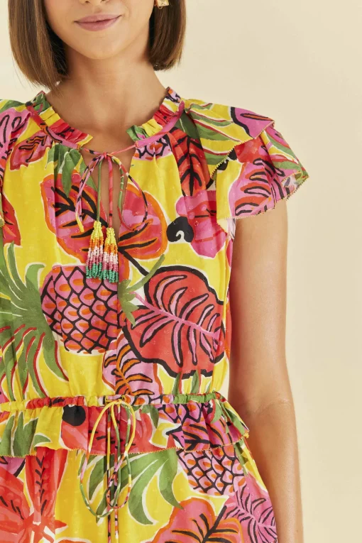  YELLOW FRUIT DREAM RUFFLE MINI DRESS