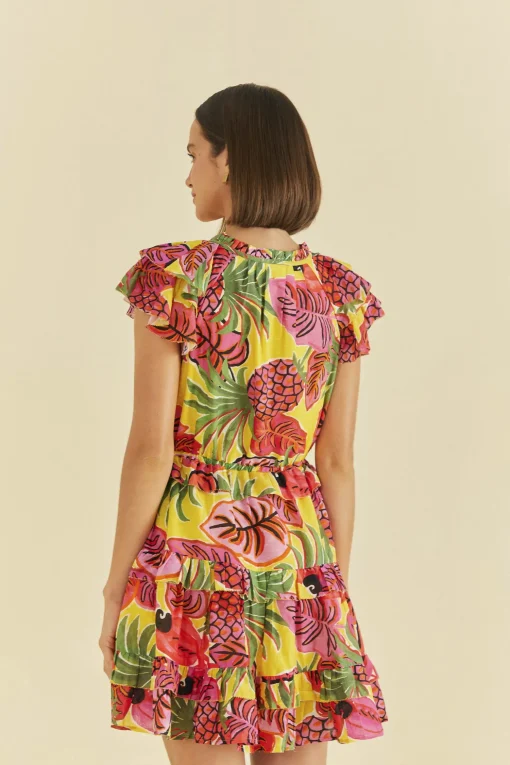  YELLOW FRUIT DREAM RUFFLE MINI DRESS