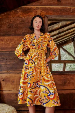 YELLOW PALMS PARTY MIDI DRESS