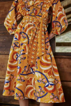  YELLOW PALMS PARTY MIDI DRESS